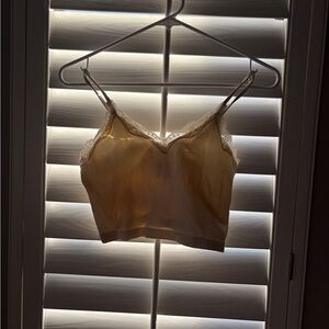 wild fable Cream Ribbed Lace-Trim Cami